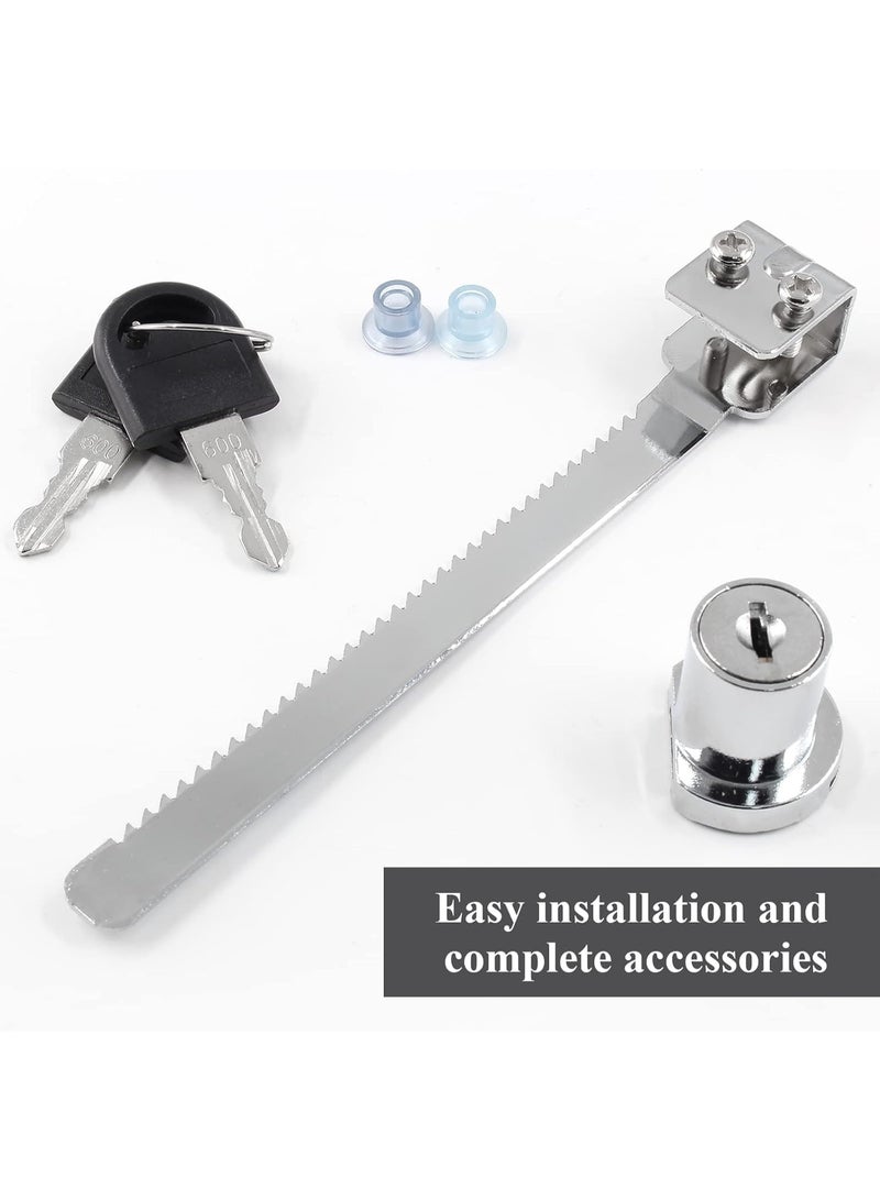 Chrome-Finished Sliding Glass Door Ratchet Lock – Heavy-Duty Security for Display Cases, Showcases & Trophy Cabinets – Easy No-Drill Installation – Fits Glass up to 0.47" – Includes 2 Keys & Washers - Image 1